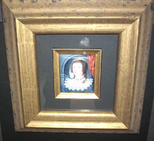 Framed miniature picture painted on copper