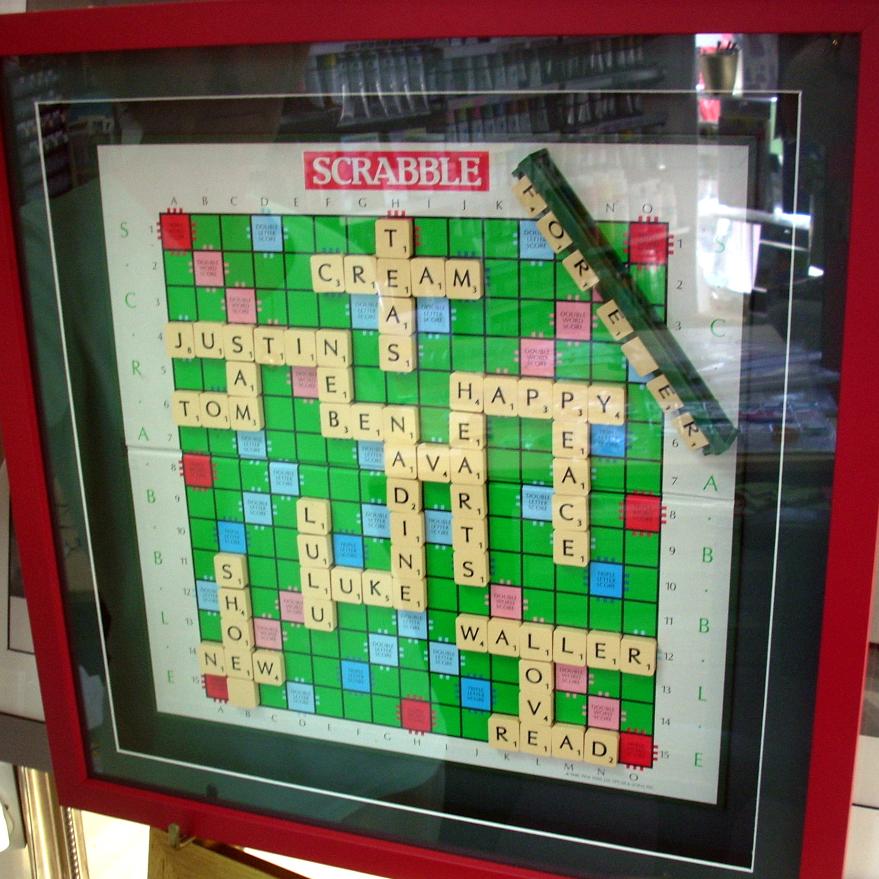 box framed game of Scrabble
